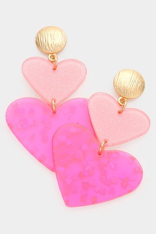 Glittered Heart Link Earring