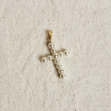 Load image into Gallery viewer, 18k Gold Filled Pearl Cross Pendant
