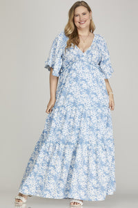 Betsy Blue Floral Maxi - Plus Size