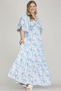 Betsy Blue Floral Maxi - Plus Size