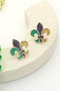 Mardi Gras Fleur De Lis Earrings