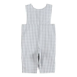 Gray Gingham Mallard Smocked Overalls