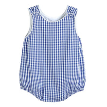 Load image into Gallery viewer, Classic Dark Blue Gingham Bubble Romper
