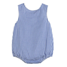 Load image into Gallery viewer, Classic Dark Blue Gingham Bubble Romper
