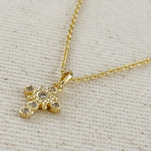 Load image into Gallery viewer, 18k Gold Filled Bezel Cross CZ Necklace
