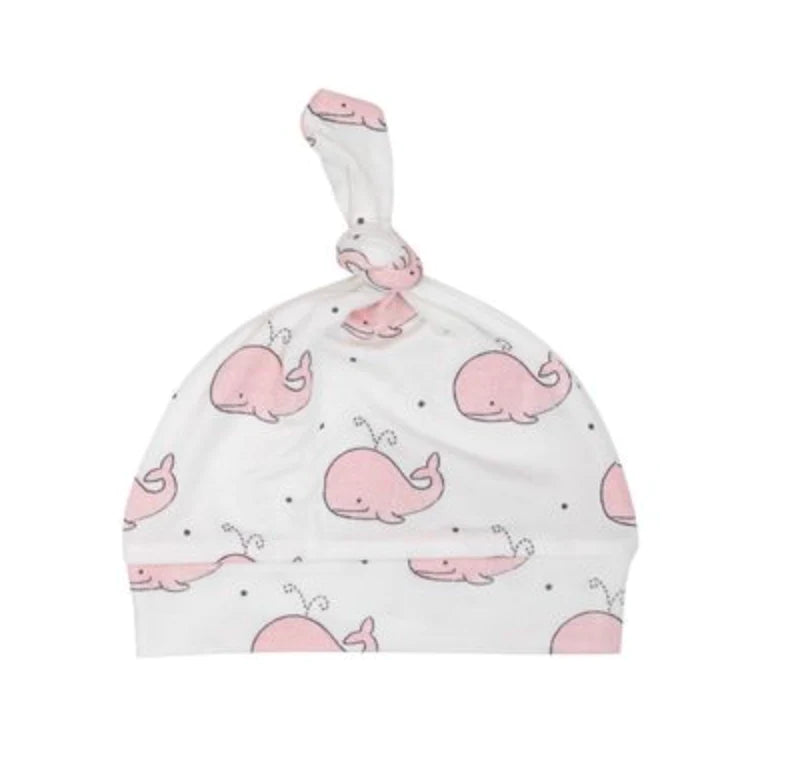 Bubbly Whale Pink Knotted Hat