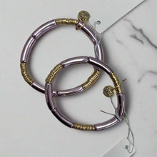 Load image into Gallery viewer, Purple &amp; Gold Tube Bracelet
