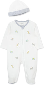 Safari 2-Way-Zip Footed One-Piece And Hat