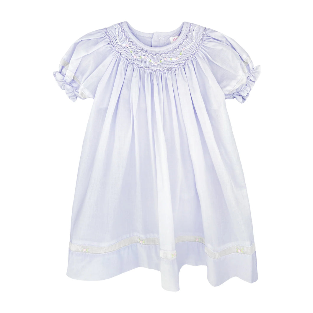 Petit Ami Smocked Daygown with Voile Insert in Lavender #5503