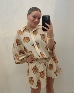 Oversized Tiger Button Down