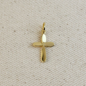 18k Gold Filled Rounded Polished Cross Pendant