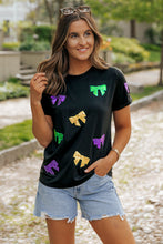 Load image into Gallery viewer, Mardi Gras Bow Tee
