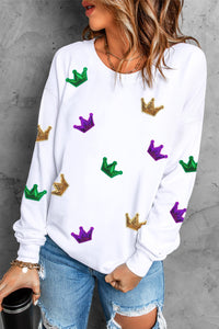 Crown Mardi Gras Sweater