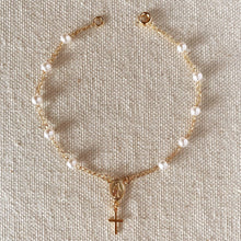 Load image into Gallery viewer, 18k Gold Filled Pearl Rosary Bracelet
