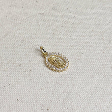 Load image into Gallery viewer, 18k Gold Filled Mini CZ Lady of Guadalupe Pendant
