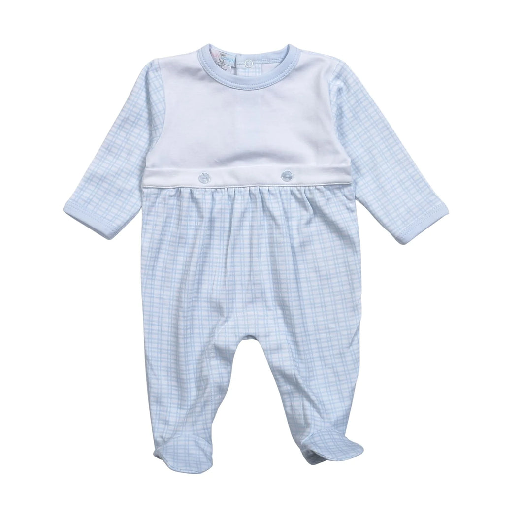 Baby Loren Blue Plaid Pima Footie