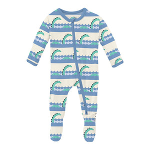 Natural Sea Monster 2 Way Zipper Footie