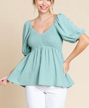 Load image into Gallery viewer, Cara Smocked Puff Sleeve Top
