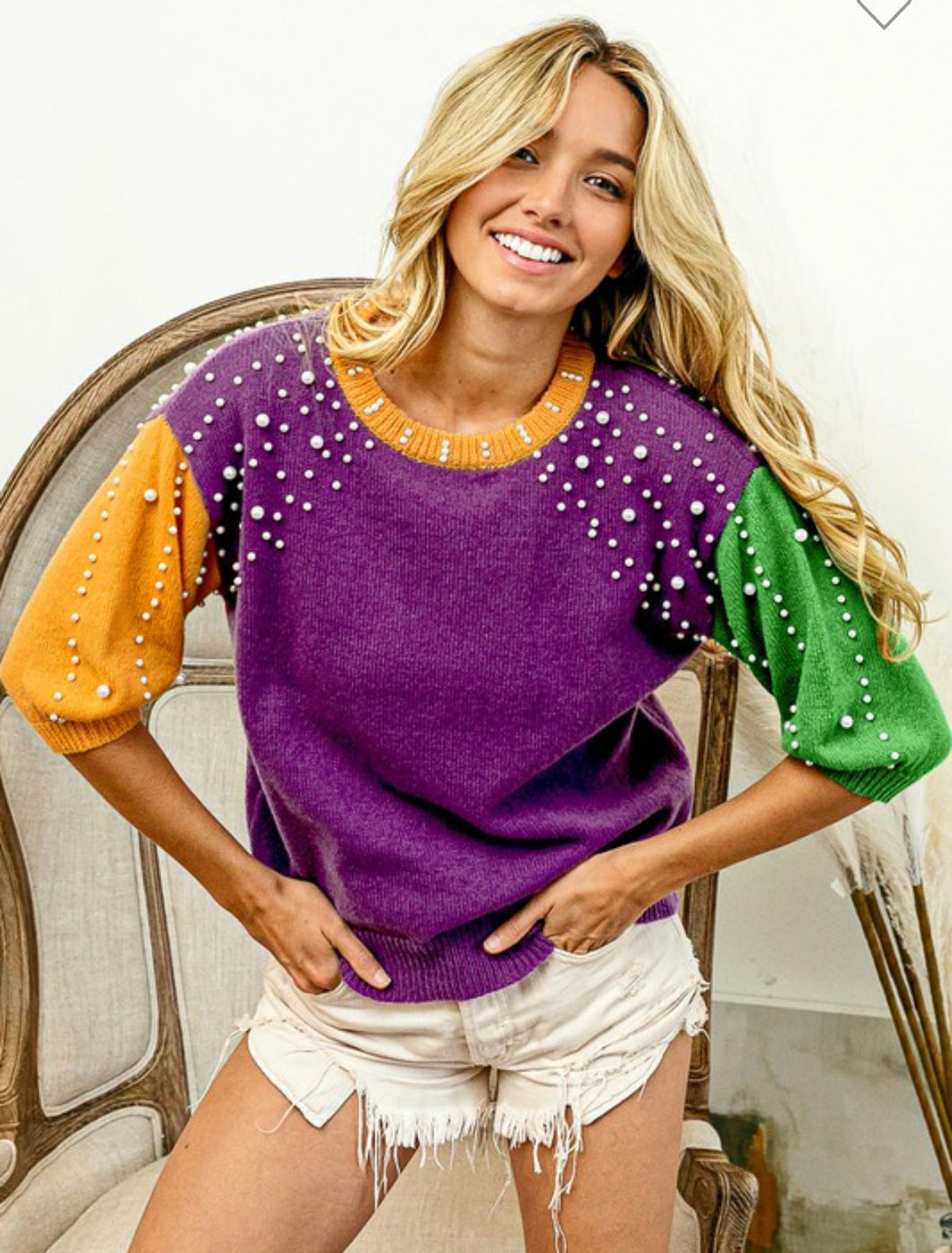 Mardi Gras Pearl Sweater