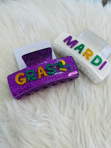 Mardi Gras Glittered Clips