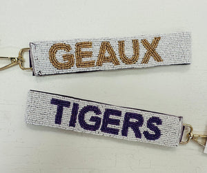 Geaux Tigers Beaded Key Chain