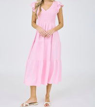 Load image into Gallery viewer, Pia Pink V Neck Flutter Midi
