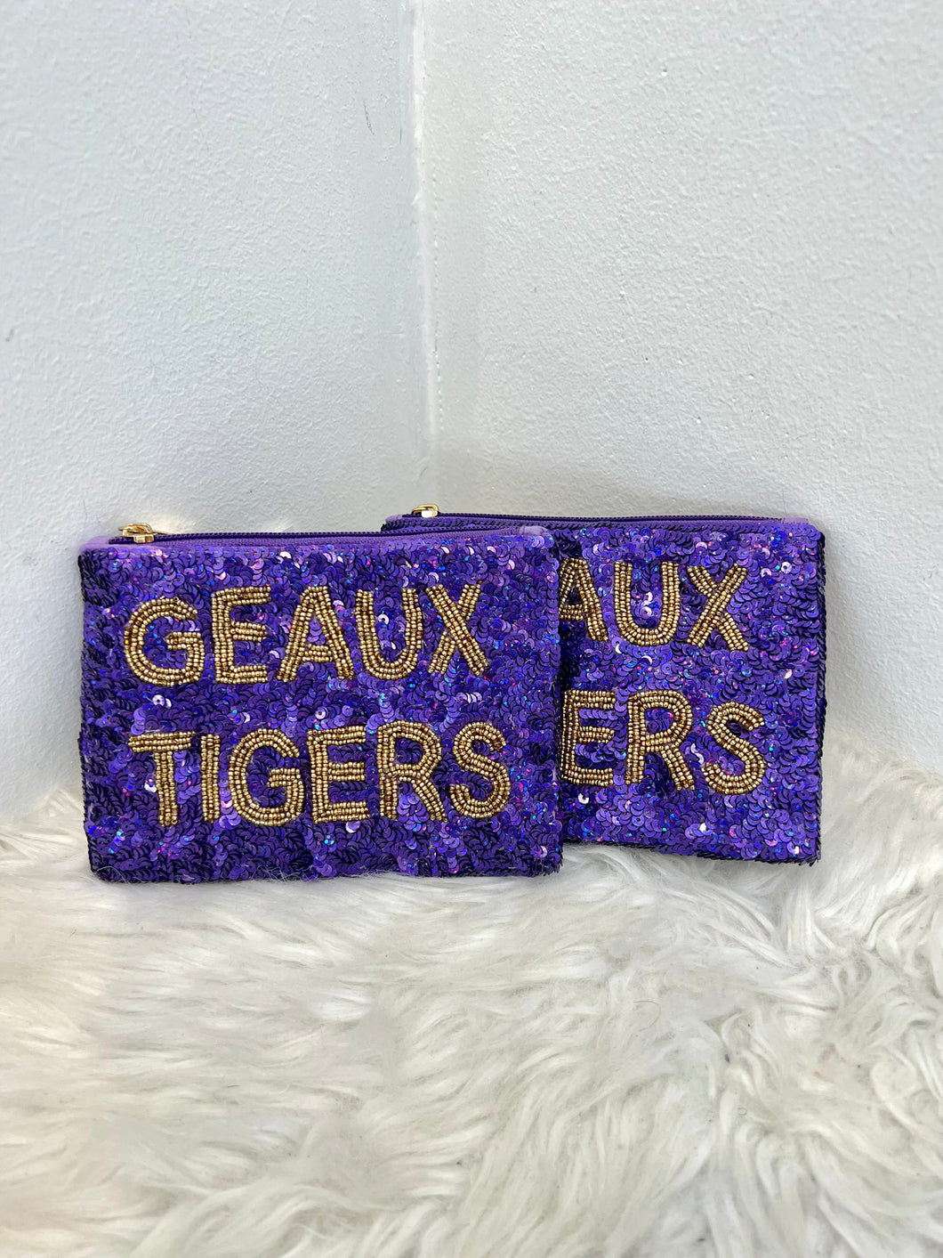 Sequin Geaux Tigers Coin Purses
