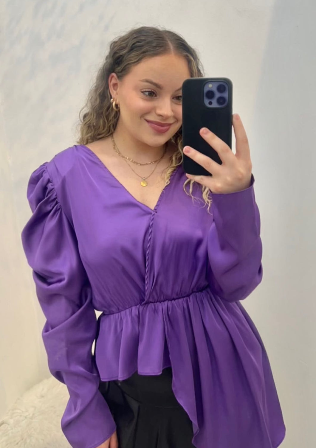 Paxton Purple Puff Sleeve Top