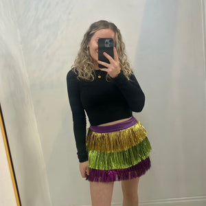 Mallie Mardi Gras Tiered Mini Skirt