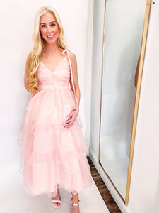 Pandora Pink Tulle Midi Dress