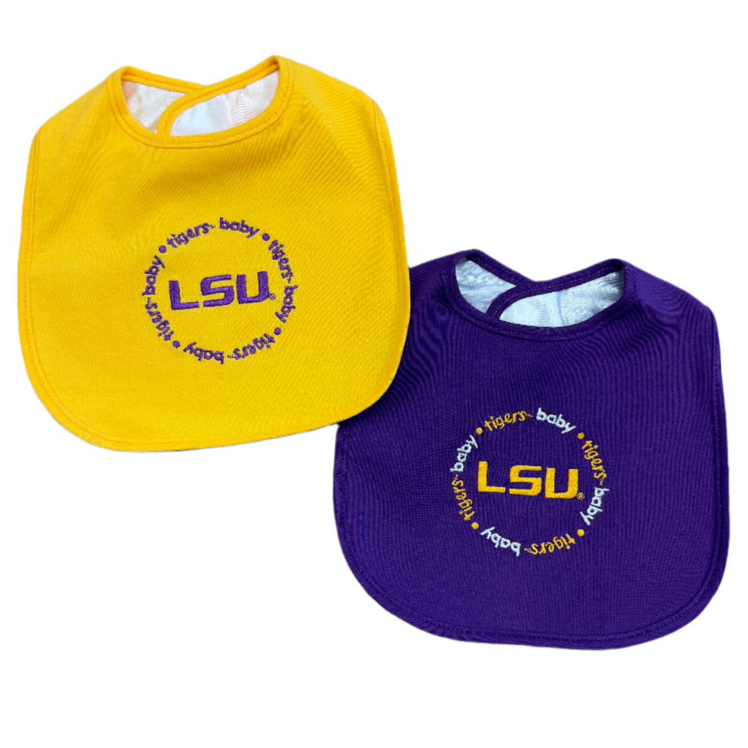 BabyFanatic Unisex LSU Baby Bibs (2 Pack)