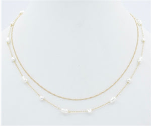 Doubled Gold Chain With Pearls