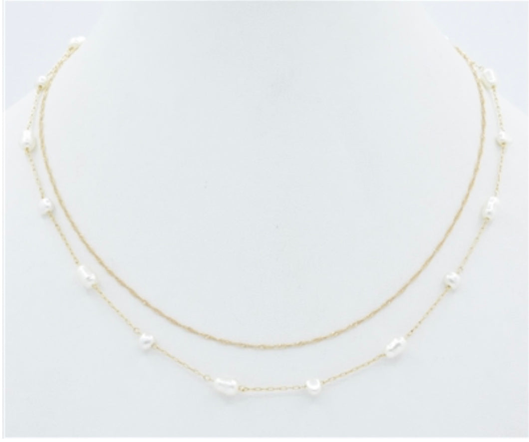 Doubled Gold Chain With Pearls