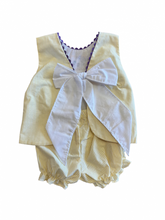 Load image into Gallery viewer, Krewe Kids Yellow Tiger Ric Rac Bow Bloomer Set
