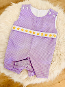 Purple/Gold Gingham Tiger Paw Ribbon Jon Jon