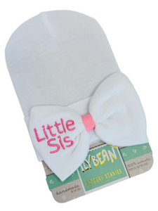 Little Sis White Bow Newborn Hospital Hat