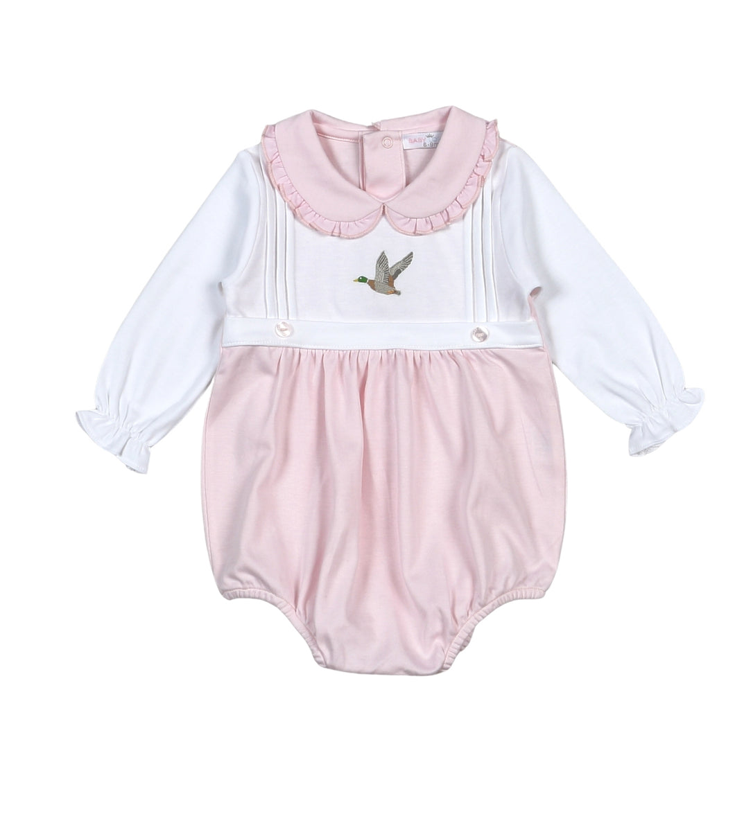 Pink Mallard Ducks Hand Embroidered Bubble