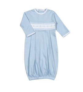 Tim Blue Stripes Hand Smocked Pima Gown
