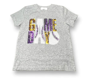 Belle Cher Purple and Gold Gameday Kids Shirt