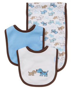 Cute Puppies Bib & Burp Set