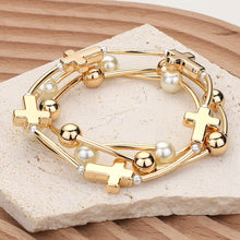 Load image into Gallery viewer, Cross Pearl Station Bracelets
