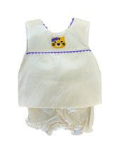 Load image into Gallery viewer, Krewe Kids Yellow Tiger Ric Rac Bow Bloomer Set
