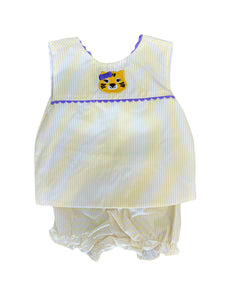 Krewe Kids Yellow Tiger Ric Rac Bow Bloomer Set