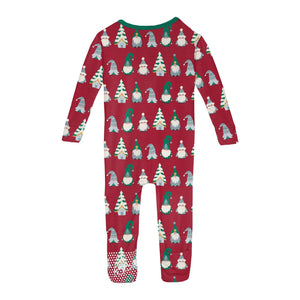 Print Convertible Sleeper with Zipper in Crimson Gnomes