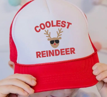 Load image into Gallery viewer, Kids Coolest Reindeer Trucker Hat
