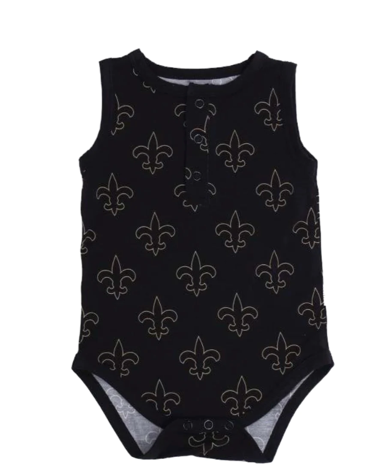 Fleur De Lis Bamboo Henley Onesie with Snaps