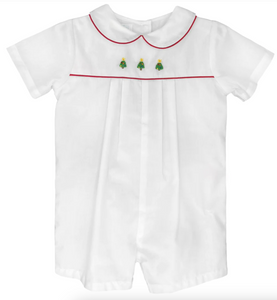 Petit Ami Christmas Tree Embroidered Romper #5742