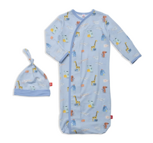 Load image into Gallery viewer, Ready Jet Go Modal Magnetic Cozy Sleeper Gown + Hat Set
