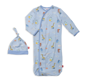 Ready Jet Go Modal Magnetic Cozy Sleeper Gown + Hat Set