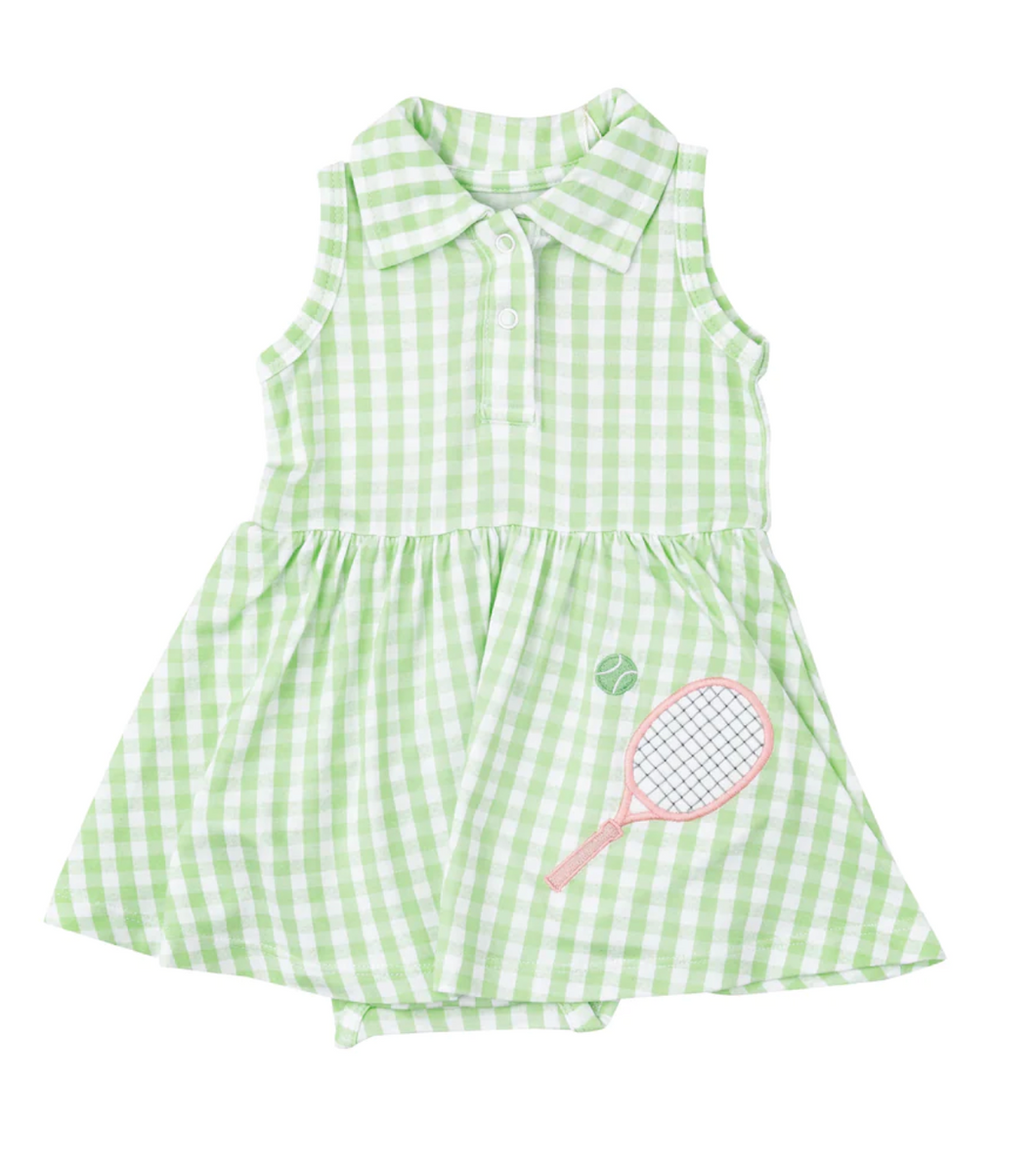 Mini Gingham Green Tennis Tank Bodysuit Dress